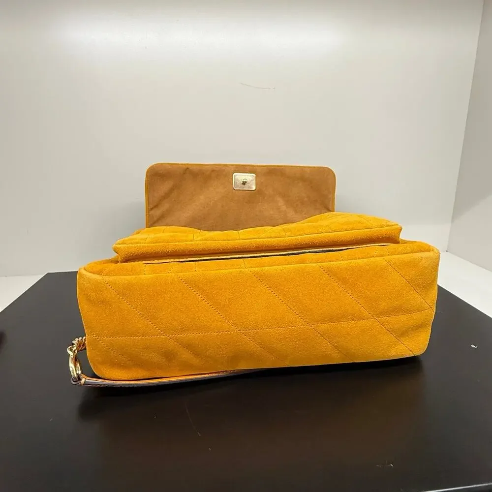 NEW‼️Coach Elodie Crossbody Bag With Quilting  CET34 suede/Gold/Marigold
